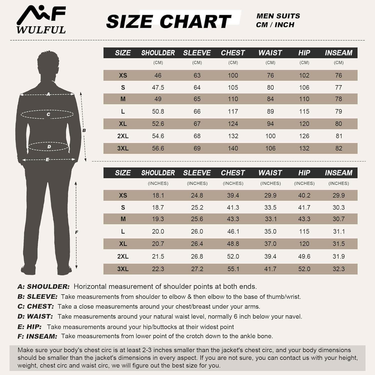 imageWULFUL Mens 3 Piece Suits Slim Fit Tuxedo Suit Set One Button Notch Lapel Blazer Jacket Vest Pants Set for Prom Business