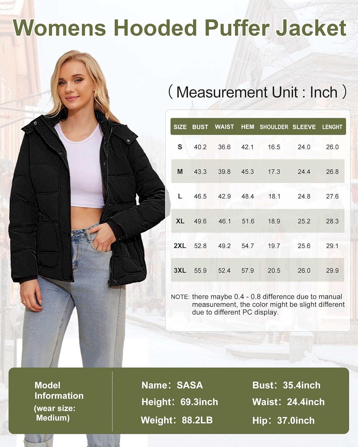 imageWULFUL Womens Winter Coats Lightweight Warm Thicken Puffer Jacket Waterproof Quilted Winter Jacket with Removable Hood