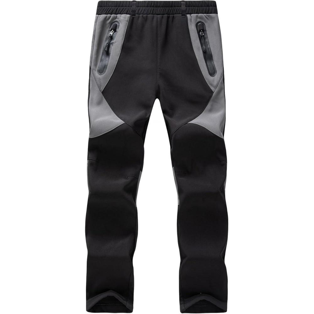 imageWULFUL Kids Waterproof Snow Ski Pants Boys Girls Outdoor Winter Fleece Hiking Insulated Snowboard PantsBlack Grey