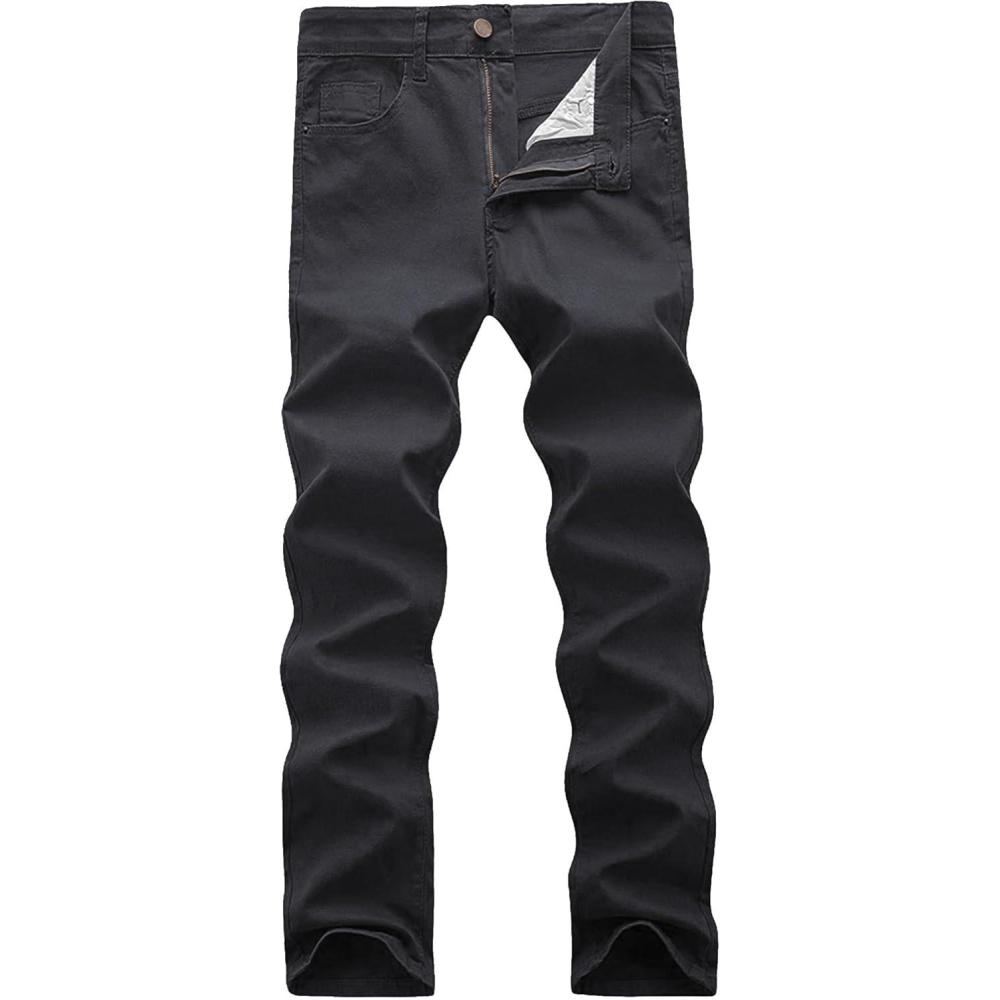 imageWULFUL Mens Slim Fit Skinny Stretch Comfy Jeans Denim PantsBlack Grey