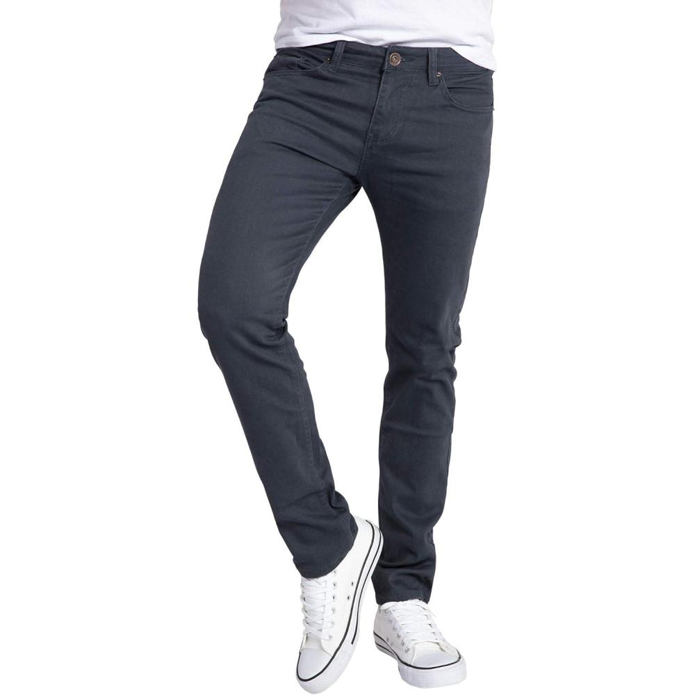 imageWULFUL Mens Slim Fit Skinny Stretch Comfy Jeans Denim PantsDark Grey