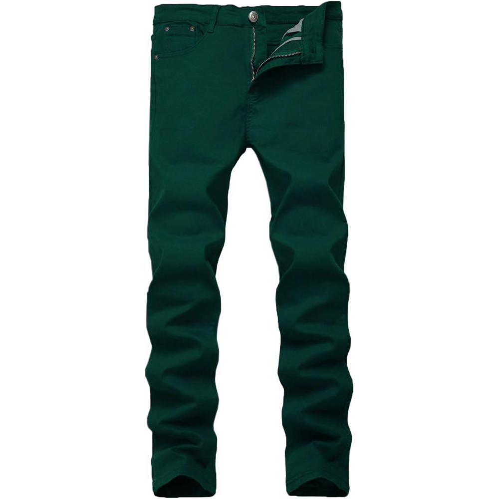 imageWULFUL Mens Slim Fit Skinny Stretch Comfy Jeans Denim PantsGreen