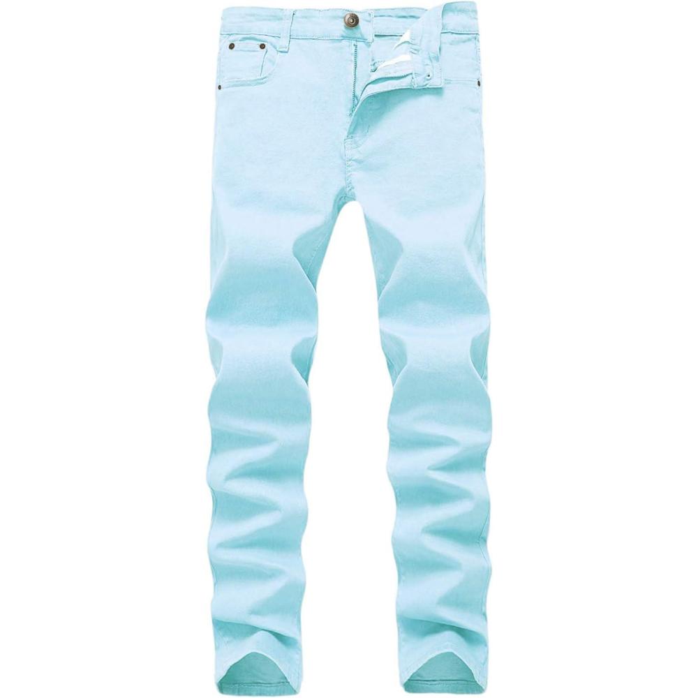 imageWULFUL Mens Slim Fit Skinny Stretch Comfy Jeans Denim PantsLight Blue