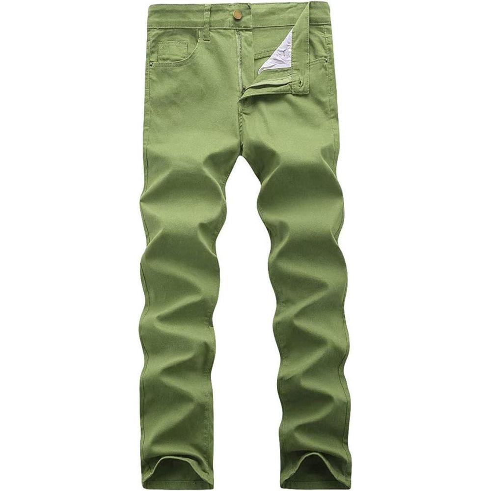 imageWULFUL Mens Slim Fit Skinny Stretch Comfy Jeans Denim PantsLight Greennew