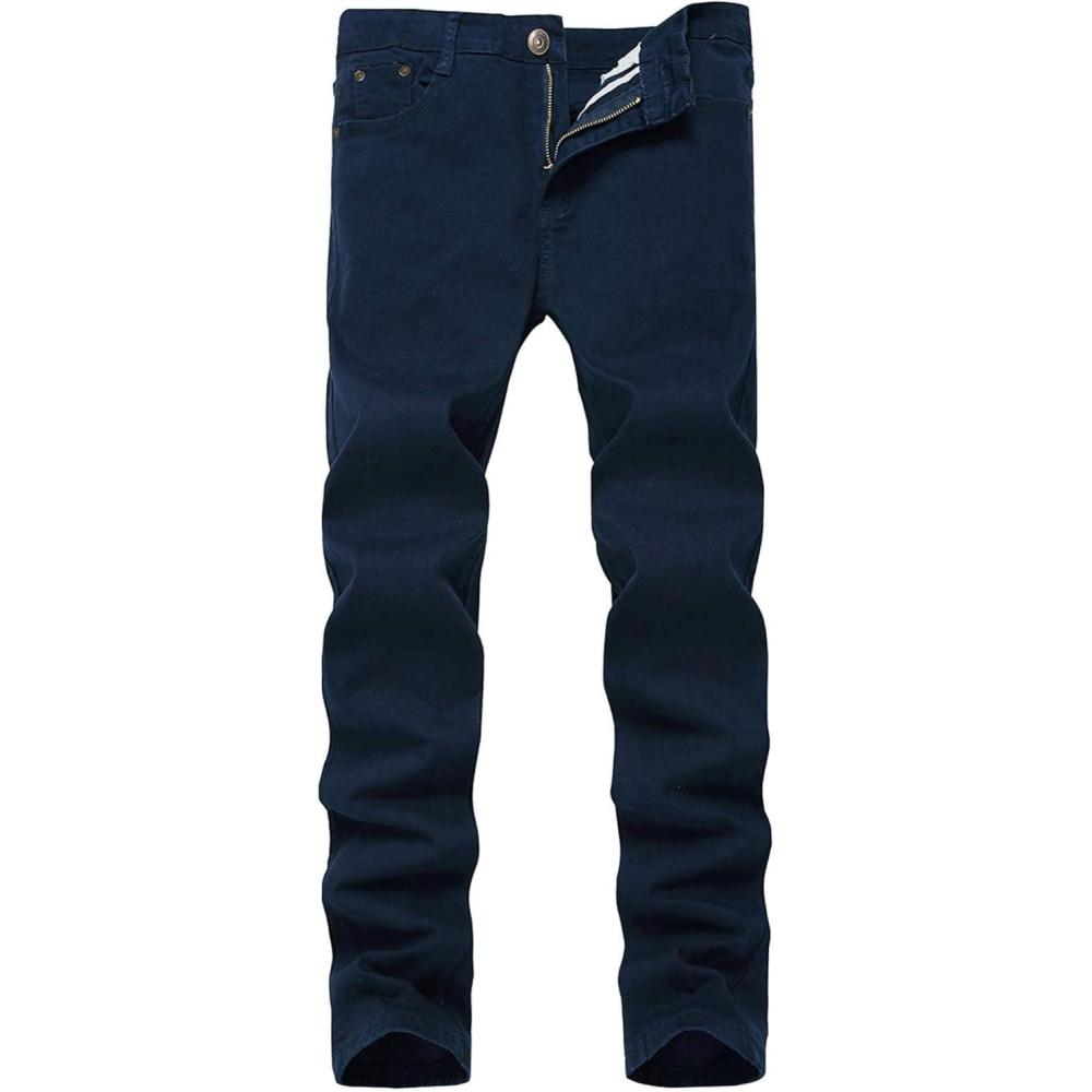 imageWULFUL Mens Slim Fit Skinny Stretch Comfy Jeans Denim PantsNavy Blue