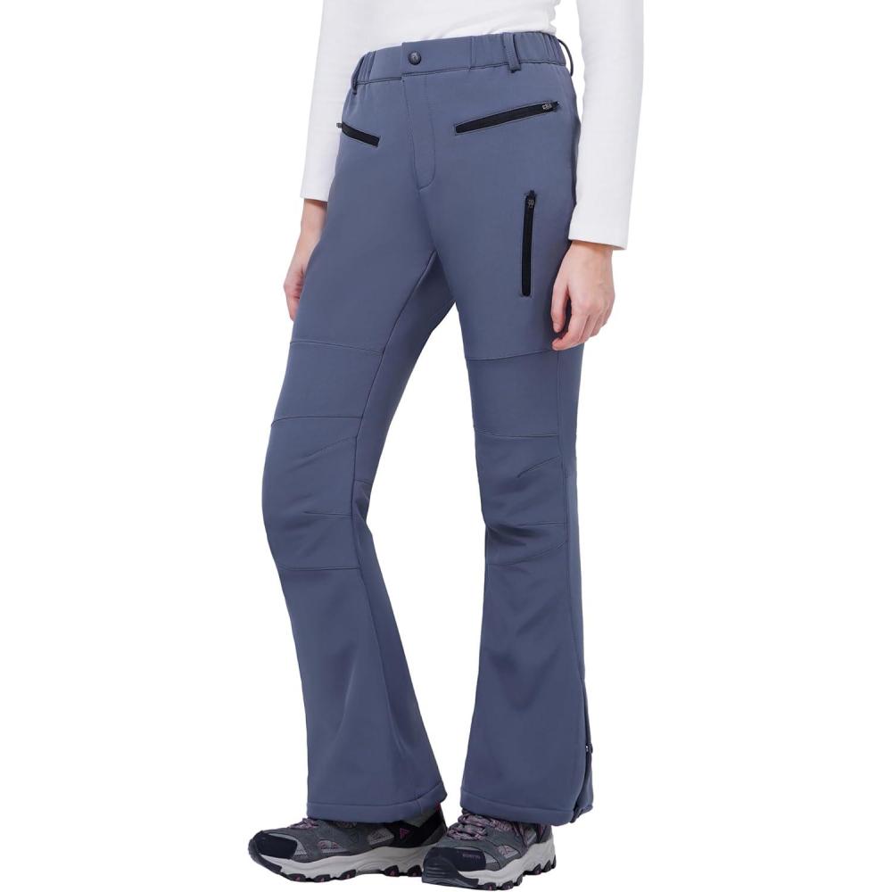 imageWULFUL Womens Snow Ski Pants Waterproof Insulated Fleece Lined Winter Softshell Hiking PantsGrey