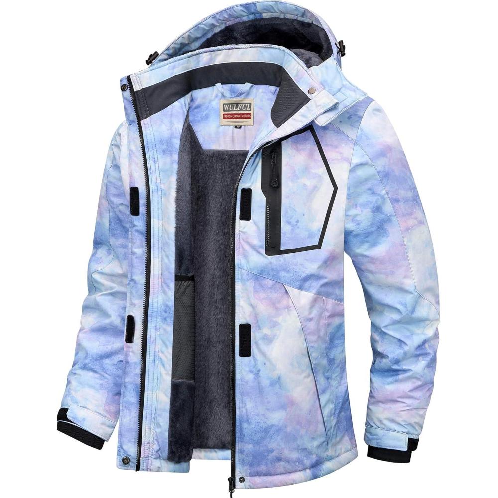 imageWULFUL Womens Waterproof Ski Jacket Warm Winter Coats Windproof Winter Jackets for Women Fleece Lined Windbreaker with HoodDigital Printing06