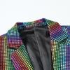 WULFUL Men’s 2 Piece Disco Outfit 70s Costume Sequin Jacket and Pants Halloween Party Prom Suits with Tie