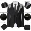 WULFUL Men’s 3 Piece Slim Fit Suit Set Two Button Blazer Jacket Vest Pants Tuxedo Set for Party, Wedding and Business