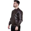 WULFUL Men’s Faux Leather Jacket Stand Collar Lightweight Bomber Jacket(Coffee)
