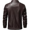 WULFUL Men’s Faux Leather Jacket Stand Collar Lightweight Bomber Jacket(Coffee)