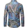 WULFUL Men’s Luxury Disco Party Prom Paisley Gold Shiny Long Sleeve Dress Shirts Button Down Shirts