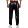 WULFUL Mens Metallic 70s Disco Costume Sequin Party Jogger Pants(Metallic-black)