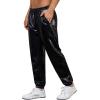WULFUL Mens Metallic 70s Disco Costume Sequin Party Jogger Pants(Metallic-black)