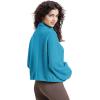 WULFUL Women’s Full Zip Cropped Sweatshirt Long Sleeve Stand Collar Casual Jacket Short(Turquoise)