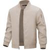 WULFUL Boy’s Bomber Jackets Kids Spring Fall Zip Up Varsity Windbreak Jackets(Light Khaki)
