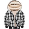 WULFUL Boys Flannel Fleece Jackets Plaid Sherpa Hoodie Zip Up Winter Coat 5-14 Years(Black 649)