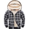 WULFUL Boys Flannel Fleece Jackets Plaid Sherpa Hoodie Zip Up Winter Coat 5-14 Years(Black 758)