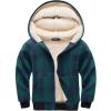 WULFUL Boys Flannel Fleece Jackets Plaid Sherpa Hoodie Zip Up Winter Coat 5-14 Years(Green 813)