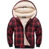 WULFUL Boys Flannel Fleece Jackets Plaid Sherpa Hoodie Zip Up Winter Coat 5-14 Years(Red 711)