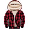 WULFUL Boys Flannel Fleece Jackets Plaid Sherpa Hoodie Zip Up Winter Coat 5-14 Years(Red 798)