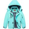 WULFUL Boy’s Waterproof Ski Jacket Warm Fleece Hooded Winter Snow Coat(Aqua)