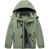 WULFUL Boy’s Waterproof Ski Jacket Warm Fleece Hooded Winter Snow Coat(Army Green(0006))