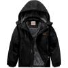 WULFUL Boy’s Waterproof Ski Jacket Warm Fleece Hooded Winter Snow Coat(Black)