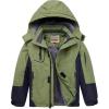 WULFUL Boy’s Waterproof Ski Jacket Warm Fleece Hooded Winter Snow Coat(Green-grey)