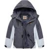 WULFUL Boy’s Waterproof Ski Jacket Warm Fleece Hooded Winter Snow Coat(Grey-black)