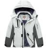 WULFUL Boy’s Waterproof Ski Jacket Warm Fleece Hooded Winter Snow Coat(Lightgrey-grey)