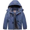 WULFUL Boy’s Waterproof Ski Jacket Warm Fleece Hooded Winter Snow Coat(Navy(0006))
