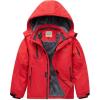 WULFUL Boy’s Waterproof Ski Jacket Warm Fleece Hooded Winter Snow Coat(Red)