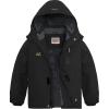 WULFUL Boy’s Waterproof Ski Jackets Warm Fleece Lined Hooded Winter Snow Coat(Black)