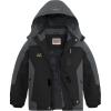 WULFUL Boy’s Waterproof Ski Jackets Warm Fleece Lined Hooded Winter Snow Coat(Black Grey)