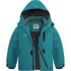 WULFUL Boy’s Waterproof Ski Jackets Warm Fleece Lined Hooded Winter Snow Coat(Blue Green)