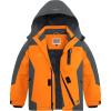 WULFUL Boy’s Waterproof Ski Jackets Warm Fleece Lined Hooded Winter Snow Coat(Orange Grey)