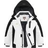WULFUL Boy’s Waterproof Ski Jackets Warm Fleece Lined Hooded Winter Snow Coat(White Black)