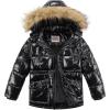 WULFUL Boy’s Winter Coat Waterproof Fleece Lined Parka Jackets Kids Hooded Puffer Outerwear(Bright Black)