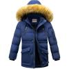 WULFUL Boy’s Winter Coat Waterproof Fleece Lined Parka Jackets Kids Hooded Puffer Outerwear(Navy)