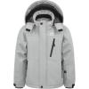 WULFUL Boy’s Winter Waterproof Ski Coat Kids Windproof Snow Jacket with Detachable Hood(Grey)