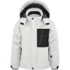 WULFUL Boy’s Winter Waterproof Ski Coat Kids Windproof Snow Jacket with Detachable Hood(White)