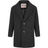 WULFUL Boys Wool Coat Single Breasted Trench Coat Winter Pea Coat(Black)