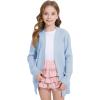 WULFUL Girls Long Sleeve Cardigan Kids Casual Open Front Oversized Sweater with Pockets(Blue)