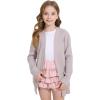 WULFUL Girls Long Sleeve Cardigan Kids Casual Open Front Oversized Sweater with Pockets(Grey)