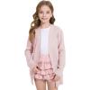 WULFUL Girls Long Sleeve Cardigan Kids Casual Open Front Oversized Sweater with Pockets(Pink)