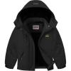 WULFUL Girl’s Waterproof Ski Jacket Warm Fleece Hooded Winter Snow Coat(Black)