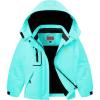 WULFUL Girl’s Waterproof Ski Jacket Warm Fleece Hooded Winter Snow Coat(Light Blue)