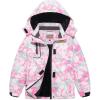 WULFUL Girl’s Waterproof Ski Jacket Warm Fleece Hooded Winter Snow Coat(Pink(green))