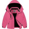 WULFUL Girl’s Waterproof Ski Jacket Warm Fleece Hooded Winter Snow Coat(Rose Red)